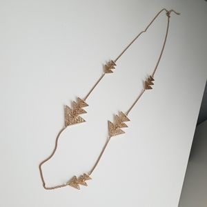 Gold long chain triangle necklace